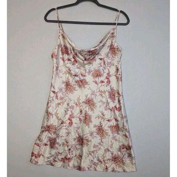 Victoria's Secret Other - Victorias Secret M Pink Cream Floral Satin Mini Night Gown Nightie Slip Dress Pj